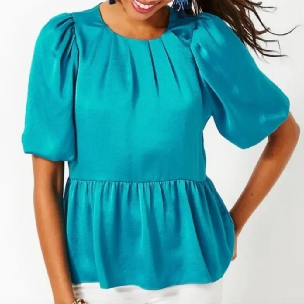 NWT Lilly Pulitzer Blakelynn Elbow Sleeve Round Neckline Blue Rhapsody Size 16